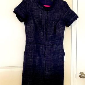 Banana Republic Fringe Tweed Dress Navy